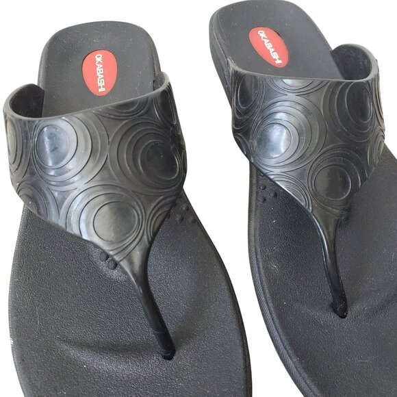 Okabashi Black Flip Flop Thong Orthopedic Sandals Arch Support Womens L - Picture 4 of 9